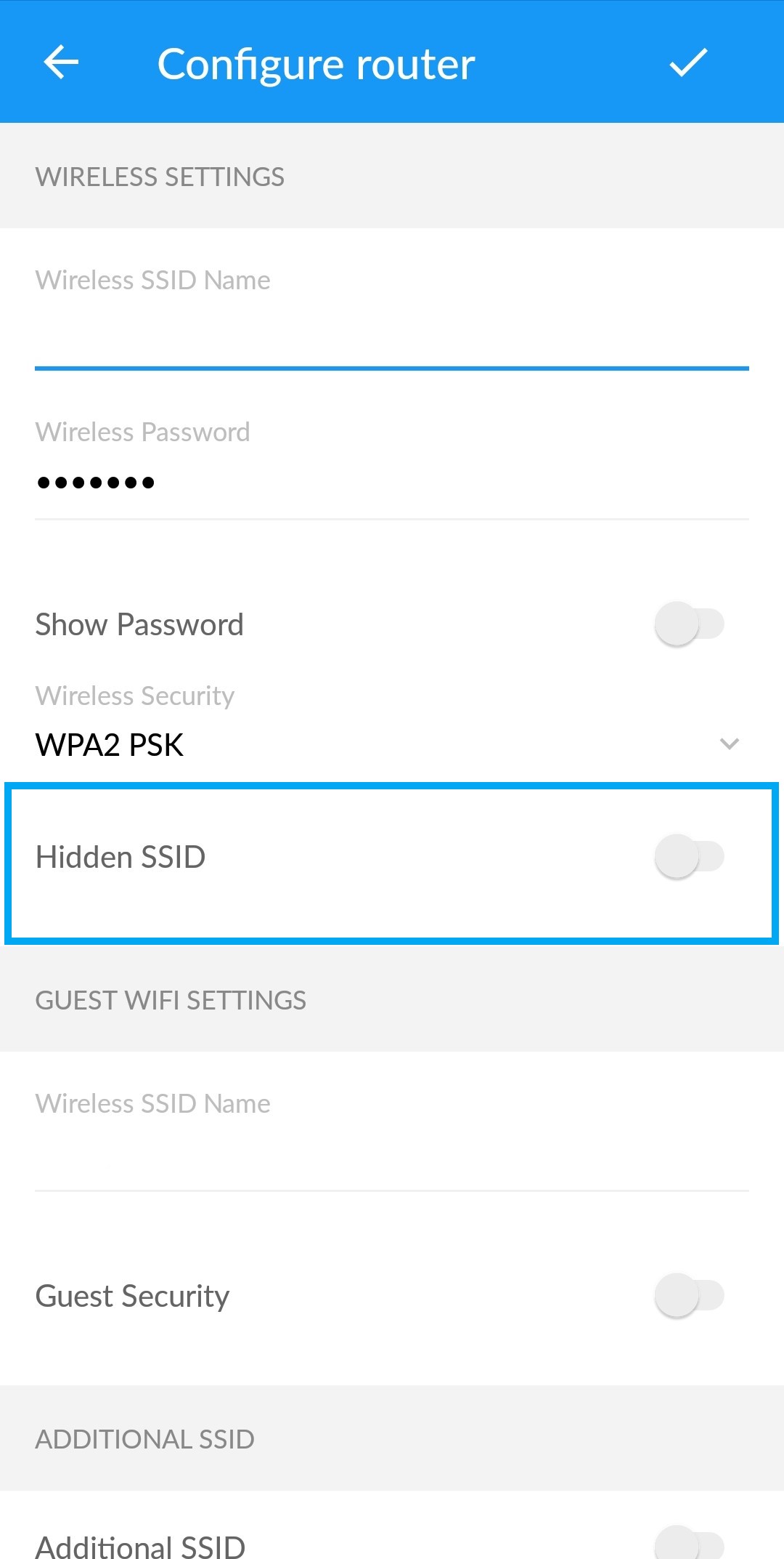 Ssid Settings